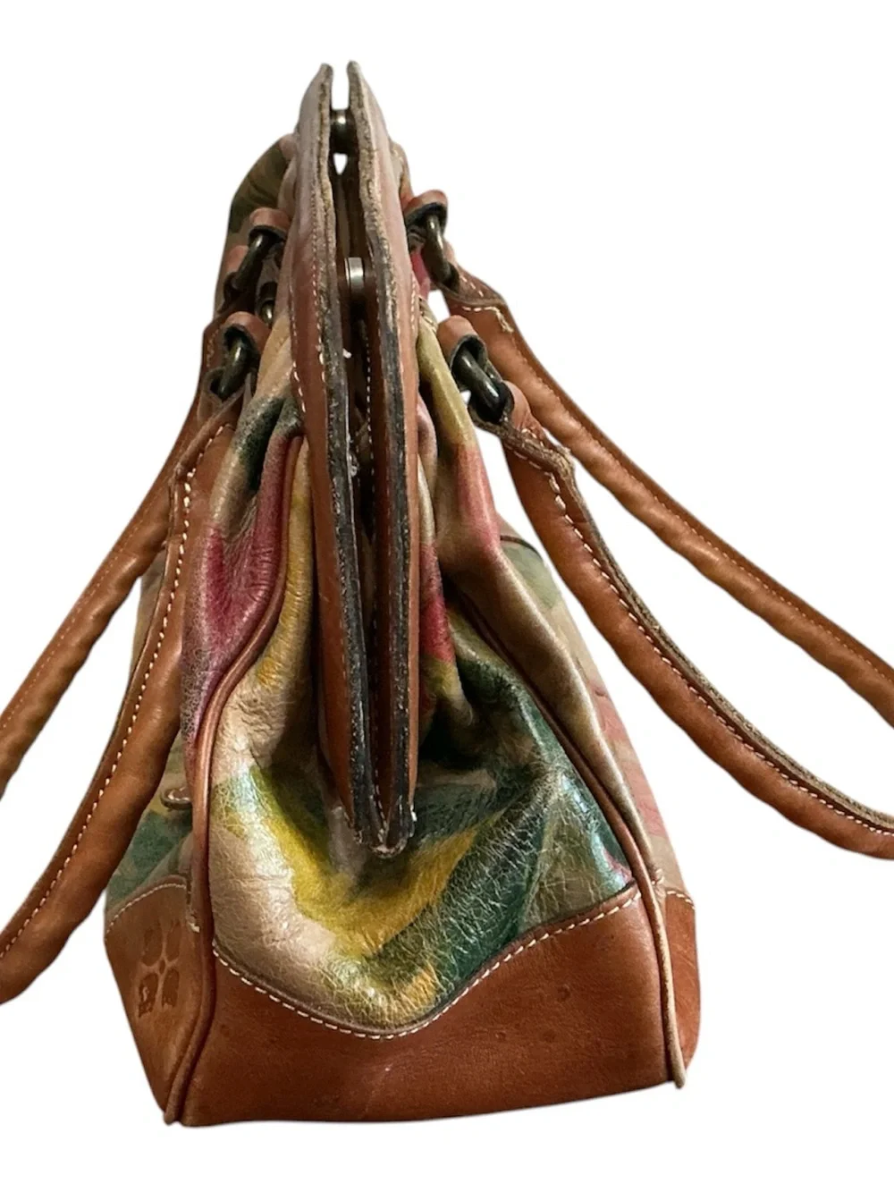 Patricia Nash Artisan Floral Motif Leather Satchel Handbag - Multicolor